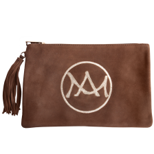 pochette Zouina veau velours camel